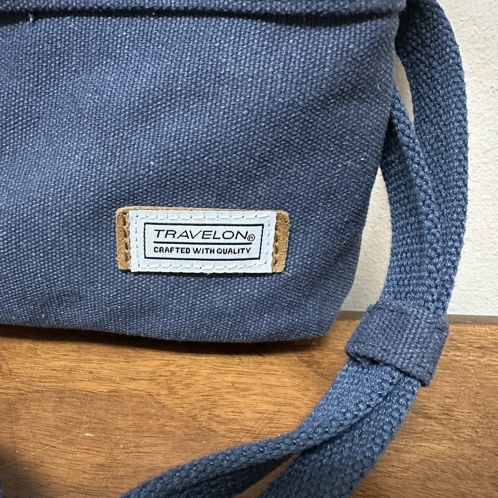 Travelon Anti-Theft Heritage Small Crossbody Bag Purse Indigo Blue - Picture 2 of 12